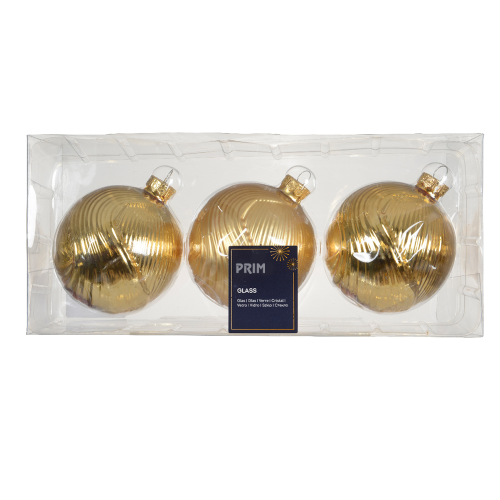 Bombki szklane złoto 3szt. 8cm